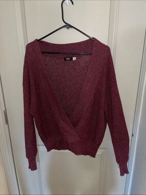 BDG V-Neck Wrap Sweater in Wine
